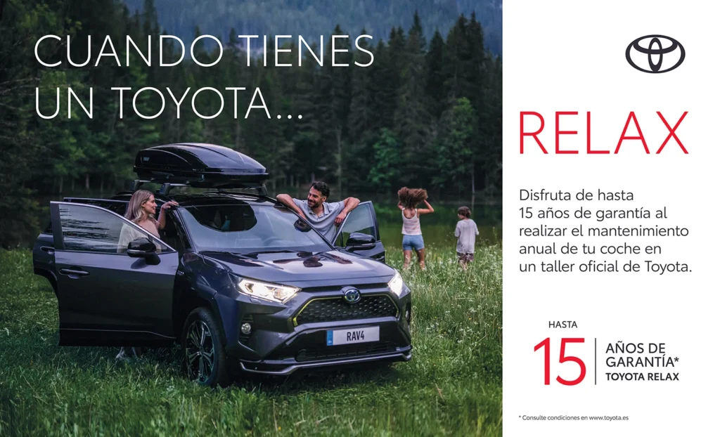 Ahora 15 años de cobertura con Toyota Relax